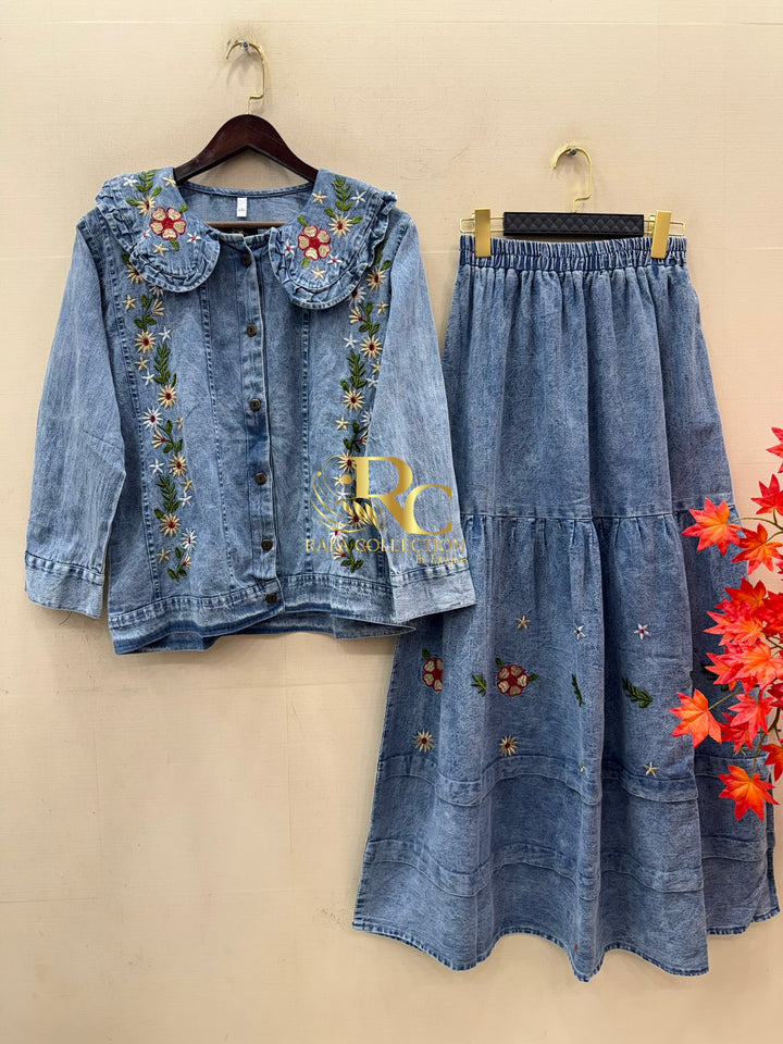 Denim skirts sets