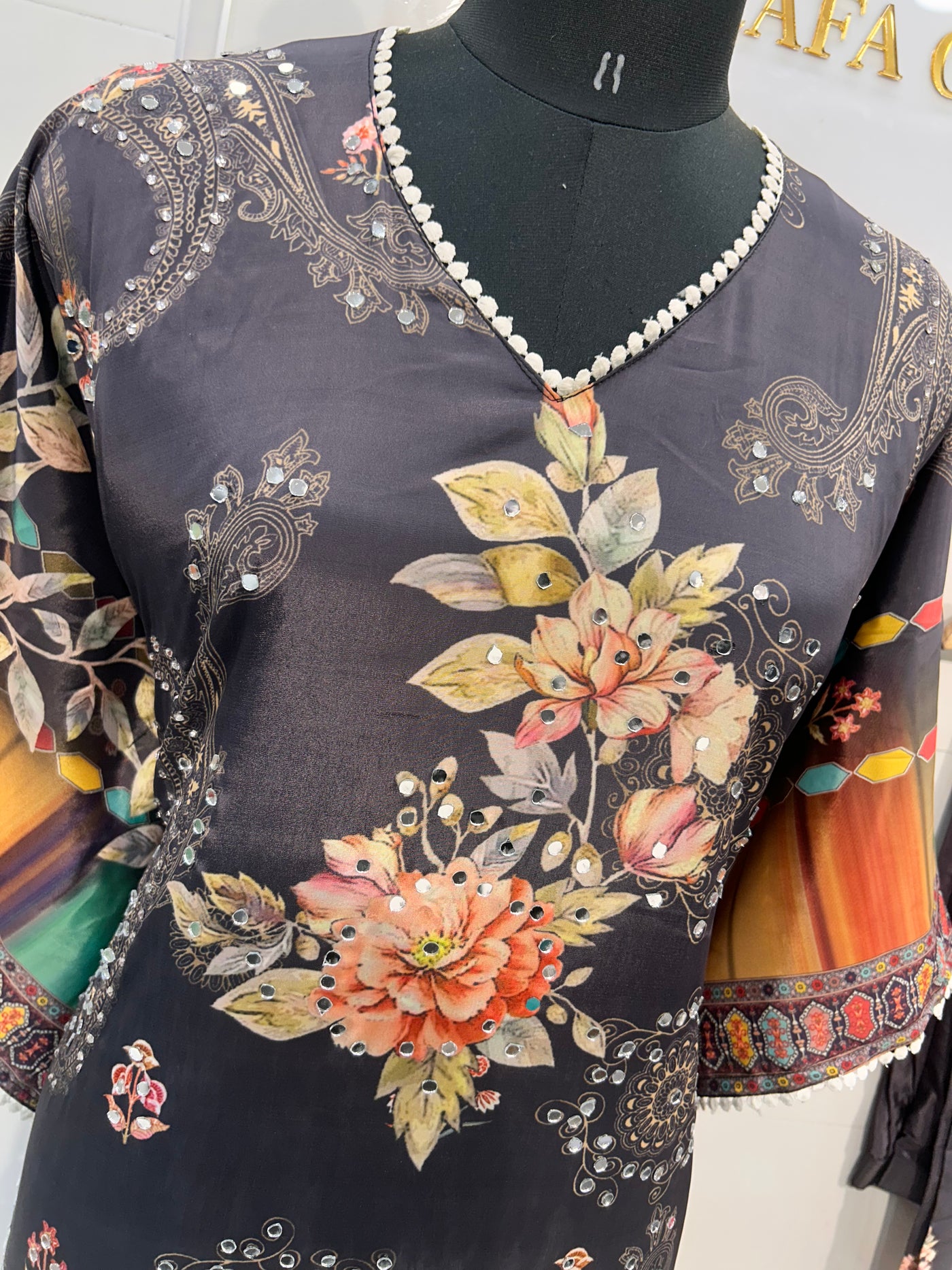 Mirror Work Kaftan Set
