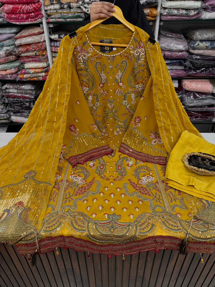 Chiffon embroidered suits 3175