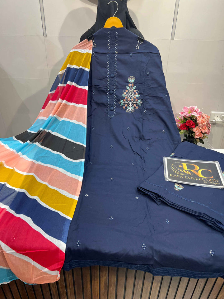 Rayon Embroidered Unstich suit 1442