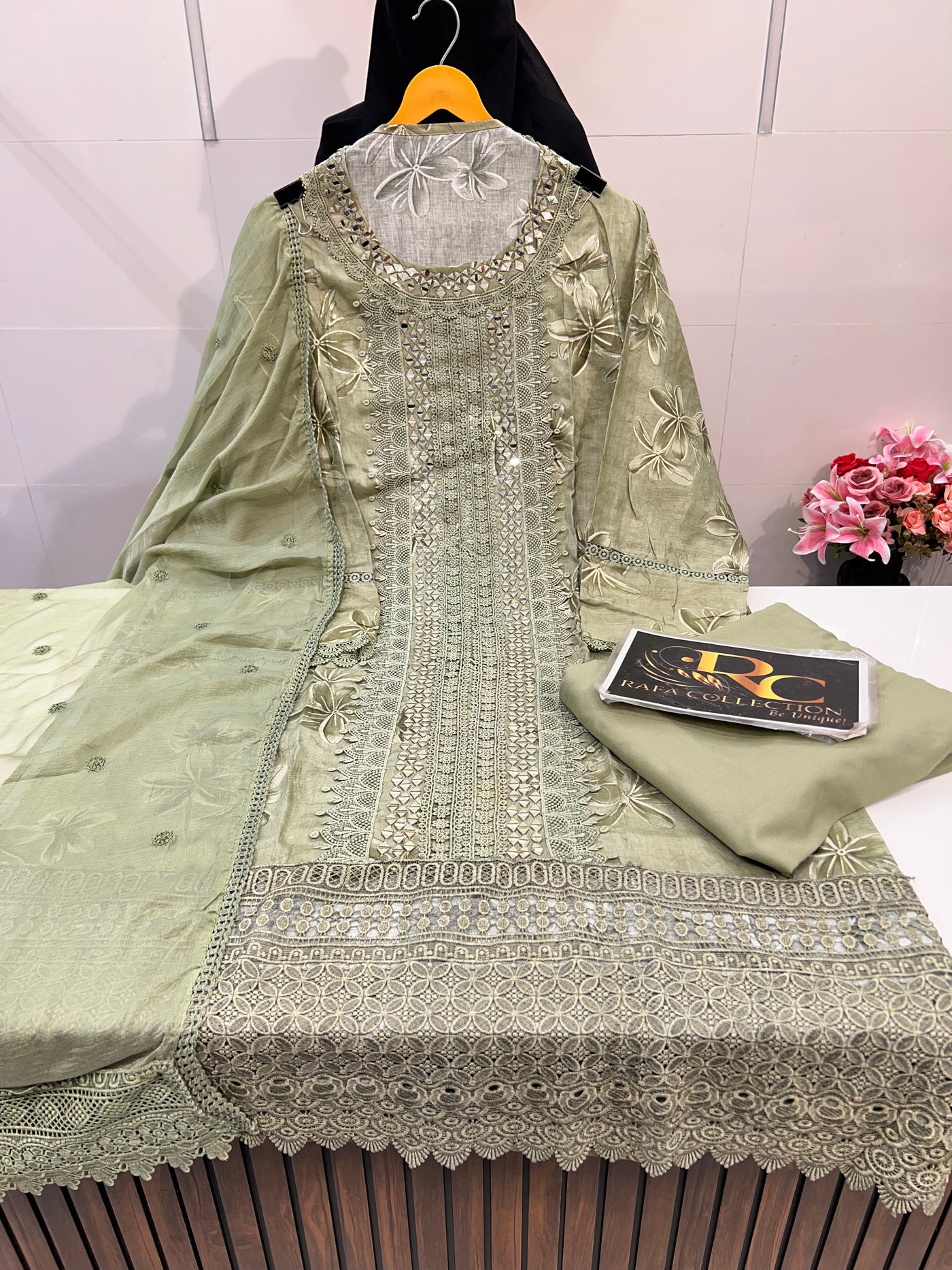 Cotton mirror work suit 672806