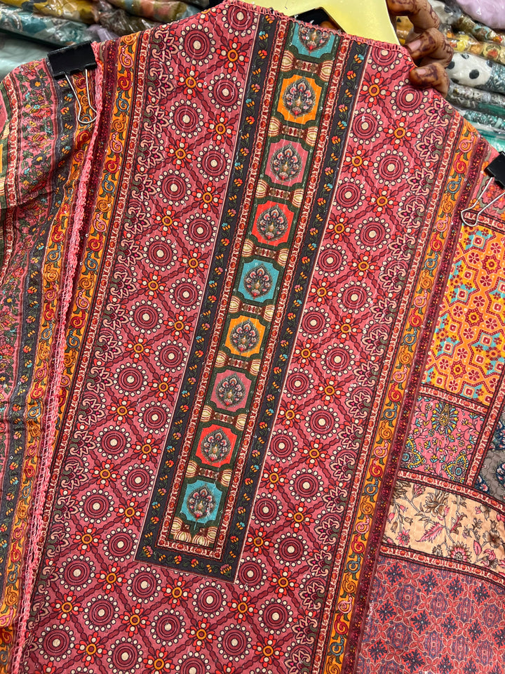 Multi Colour Unstich Suit 1396