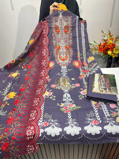 Cotton embroided dupatta collection 1707