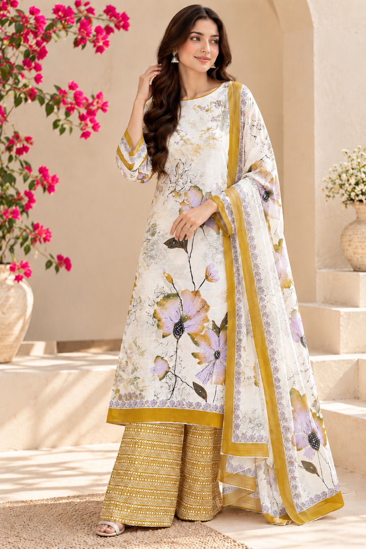 Semi Cotton Unstitched Suits