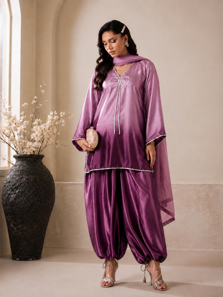 Ombre satin suits