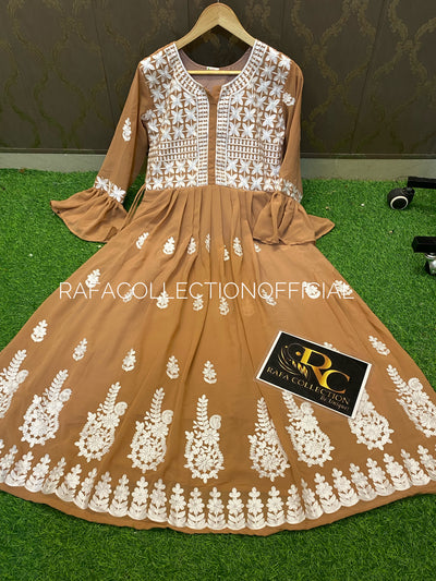 Georgette embroided gown