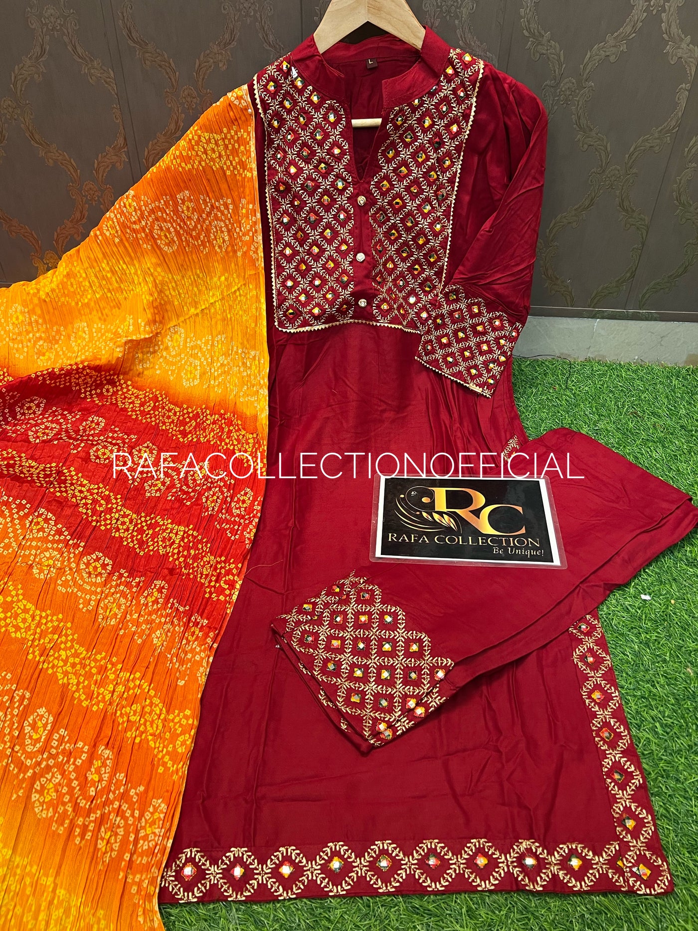 Multi color embroided kurti pant suit